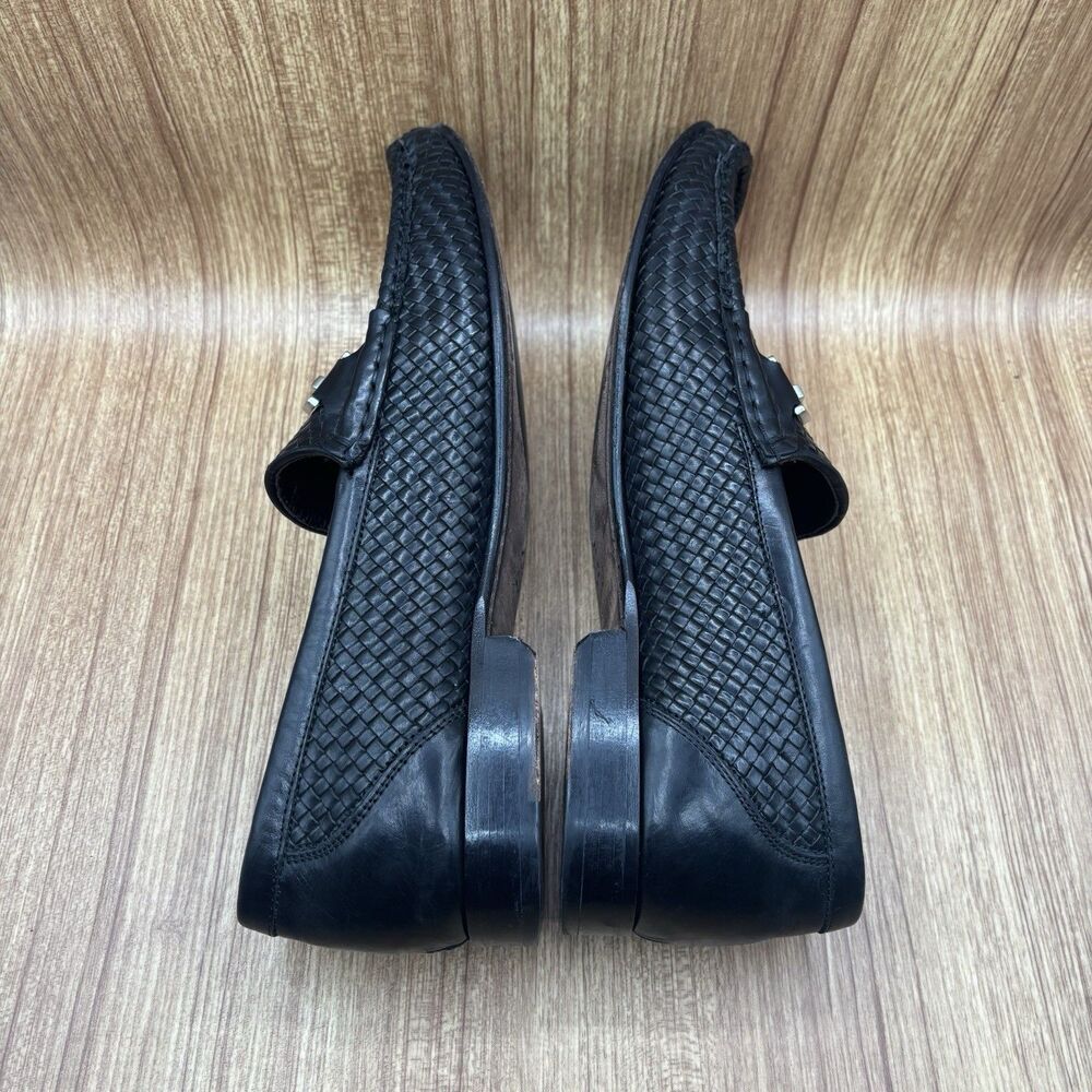 Donald‎ J Pliner Nadim Loafers Mens 13 M Black Woven Leather Bit Made in Italy - Picture 5 of 8